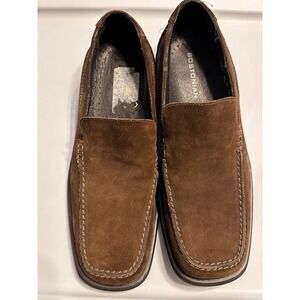 Bostonian Suede Leather Loafers Slip On Dress Shoes Brown Square Toe 11M
